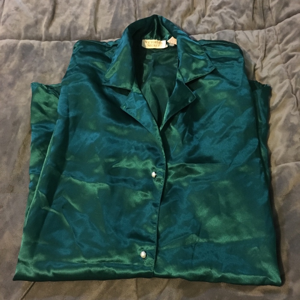 Vintage Emerald Victoria’s Secret Silk Sleep Shirt